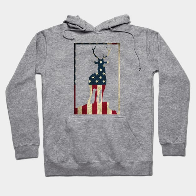 US Flag Deer Hoodie by TDesign